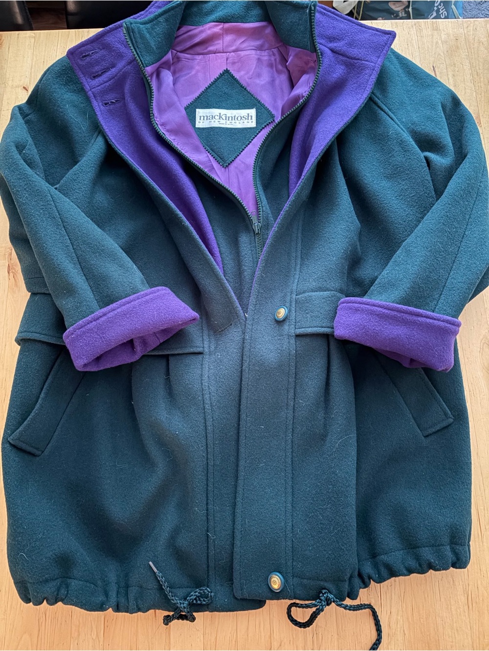 Mackintosh Women's Dark Teal Utility Jacket with Purple Lining